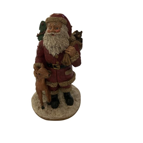 Vintage Wang's Santa Claus Figurine With Deer & Christmas Tree 1991 - Picture 5 of 6